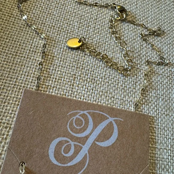 Plunder Gold Necklace with Pink Pearl and Crystal Pendant - Picture 3 of 5